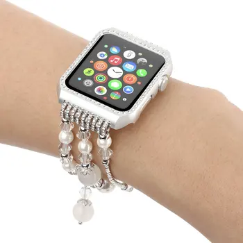 Kovové Diamond Pouzdro+ band Pro Apple Watch Série 4 3 2 1 Náramek Ženy, Výměna hodinky popruh pro iWatch 38 mm 42 mm 40 mm 44 mm