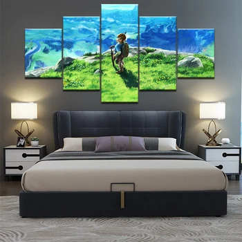 Zarámované 5 Ks HD Tisknout Velké Legend Of Zelda Moderní Dekorativní Malby na Plátno Wall Art pro Domácí Dekorace na Zeď, Dekor