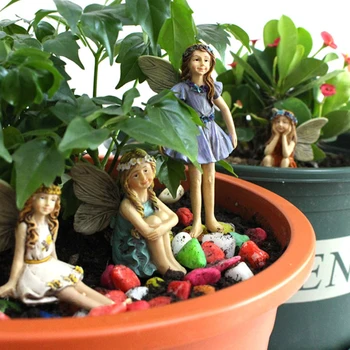 6ks Květináč Dekorace Víla Zahrada Ornament Miniaturní Figurky Příslušenství Venkovní Dekor Dům Fairy Garden Supplies