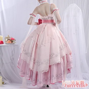 Anime Princezna Jednou Siyo Růžové Lolita Šaty Elegantní Party Uniformy Cosplay Kostým Ženy Halloween Doprava Zdarma 2020New