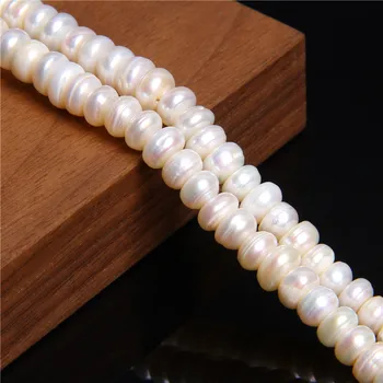 White Abacus Skutečné Přírodní Perly Sladkovodní Perla Korálky Oblate Tlačítko Volné Korálky Pro DIY Náhrdelník Šperky Tvorby 14
