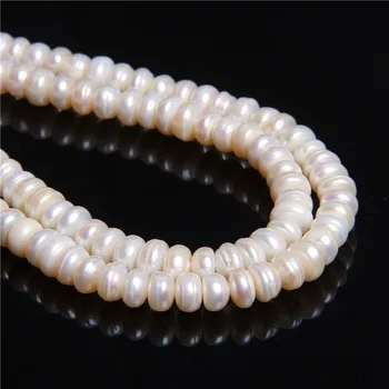 White Abacus Skutečné Přírodní Perly Sladkovodní Perla Korálky Oblate Tlačítko Volné Korálky Pro DIY Náhrdelník Šperky Tvorby 14
