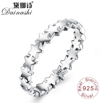Dainashi 925 Sterling Silver Stohovatelné Prsten Nesčetné Množství Hvězd Kolem Prstu Prsteny Pro Nové Módní Ženy Svatební Šperky Dárek