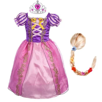 Dívky Rapunzel Šaty Děti Letní Zamotaný Ozdobný Princezna Kostým Děti Přestrojení Narozeniny, Karneval, Halloween Party Oblečení Šaty