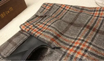 Klasický Vintage Kostkované Dámské Vlněné Sukně v Zimě office balíček hip kolena-délka vysokým pasem krok Sukně