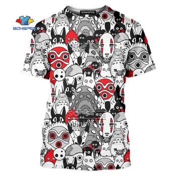 Miyazaki Hayao Můj Soused Totoro Pánské T-shirt 3D Roztomilé Kočky Anonymní Maska T shirt Příležitostné Letní Krátký Rukáv Fitness Oblečení