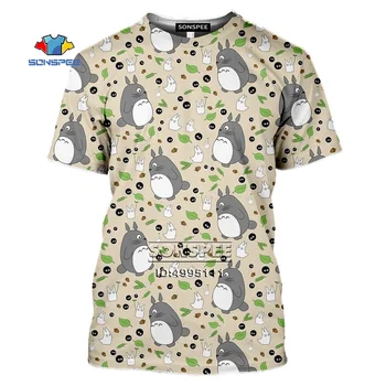 Miyazaki Hayao Můj Soused Totoro Pánské T-shirt 3D Roztomilé Kočky Anonymní Maska T shirt Příležitostné Letní Krátký Rukáv Fitness Oblečení