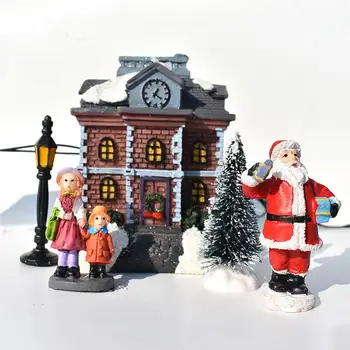 Vánoční Svítící Malý Dům Dekorace Vánoční Stromy, Santa Panenka Figurka House Village Hotel Pro Děti Dárek