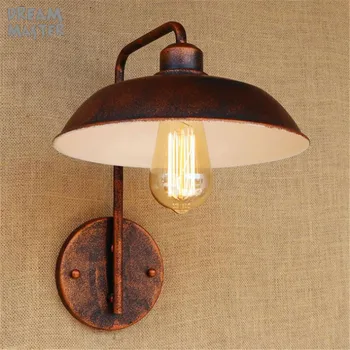 Retro Rustikální stínidlo Nástěnné Lampy E27 Vintage Průmyslové Nástěnné Svítidlo Dekorace Železa lampara porovnání Nástěnné Svítidlo