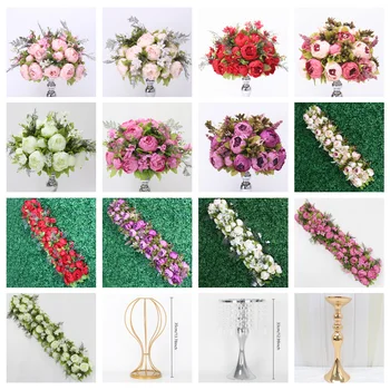Vlastní 35 cm umělá květina míč vrcholy+1m pivoňky květ řadě uspořádání nabídky dekor svatební oblouk tabulka květinový bouqet