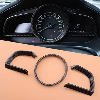 3ks/set ABS Uhlíkových Vláken Vzhled Palubní deska Interiér Přístrojová Rám Čalounění Vhodné Pro Mazda 3 Sedan Hatchback 2016 2017 2018