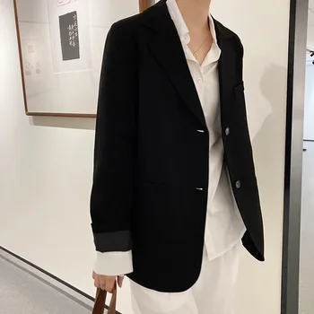Fialové sako Sako Dámské korejský-styl 2020 Podzim Nové Ležérní Kanceláři Černé Sako Kabát