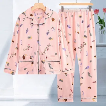 Domácí Oblečení pro Ženy Plus Velikosti Pyžama pro Ženy, Pigiama Donna Geometrické Tisk Sleepwear Sada Zimní Pyžamo Ženy Pijama Mujer