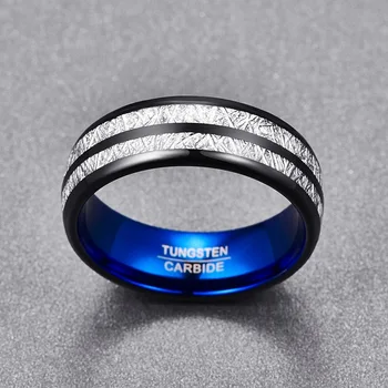 Wolframu Snubní Prsten Multi Aspekt Snubní prsten Pro Muže Ženy S Galaxy Série Opál Vložka Ploché Pásmu o Šířce 8 MM Comfort Fit