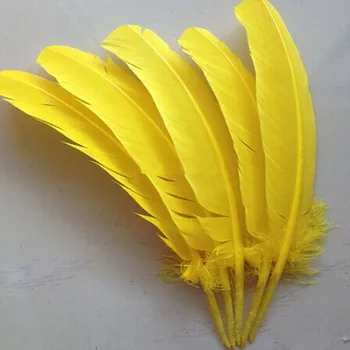 25-30 cm 50ks/hodně žluté husí peří /Turecko peří 10-12inch husí peří pera party hat dekorace