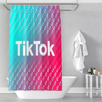 Barevné sociální média sprchový závěs TIKTOK koupelna žaluzie koupelna oddíl nepromokavé záclony záclony v několika velikostech
