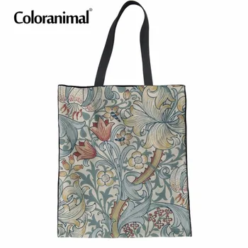 Coloranimal Ženy Odolné Eko Kabelky, Luxusní Design, William Morris Tisk Plátno Školní tašky pro Dospívající Dívky Sac hlavní Femme