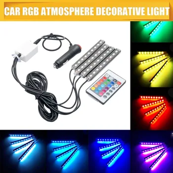 12V RGB LED DRL Strip Světlo Auto Auto Dálkové Ovládání Vnitřní Podlahy Dekorativní Flexibilní LED Strip Atmosféru Lampa Mlhová Lampa