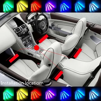 12V RGB LED DRL Strip Světlo Auto Auto Dálkové Ovládání Vnitřní Podlahy Dekorativní Flexibilní LED Strip Atmosféru Lampa Mlhová Lampa