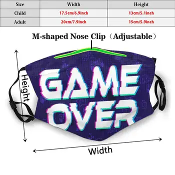 Game Over Print Omyvatelný Filtr Proti Prachu Ústa Masky Herní Xbox Ps4 Mario Zelda Invaders Yoshi Grafický Design Greyphix