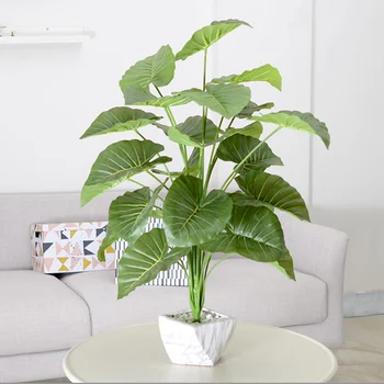 75cm 24heads Velké Tropické Rostliny Umělé Monstera Kytice Falešné Palmy Listy Plastové Zelené Listy Rostlin bytové Dekorace