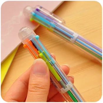 [4Y4A] 6-v-1 Kreativní roztomilý kreslený multi-barevný multifunkční kuličkové pero lisované oleje barvy personalizované papírnictví