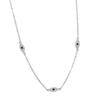 2018 sterling silver šperky zlé oko náhrdelník krásná dívka womrn oko kouzlo náhrdelník přívěsek řetěz náhrdelníky 35+10 cm délka