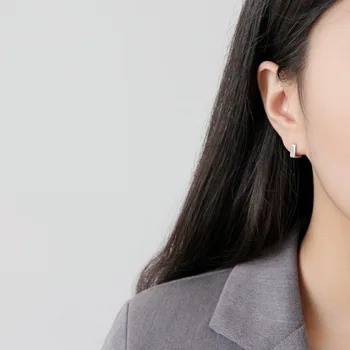 CHOZON korejské S925 Stříbro Osobnost Kreativní Jednoduché Čtvercové Náušnice pro ženy Šperky