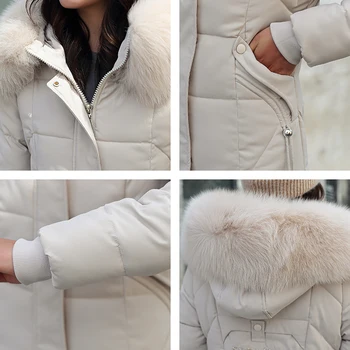 X-Dlouhé Bundy Ženy Zimní s Kapucí Bavlna Polstrované Pevné Dámské Bundy 2020 s Kožešinovým Límcem Tlusté Volné Ležérní Kabát Dámy