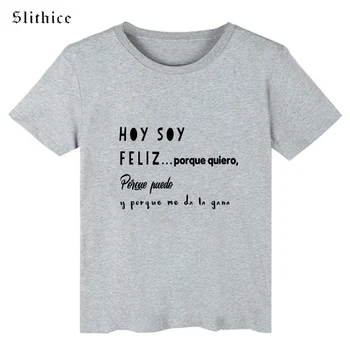 Slithice španělské Módní Styl Dopis Print T-košile Ženy Krátký Rukáv Ležérní Bavlněné Letní žena tričko top bílé černé