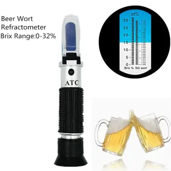 0-32% Alkoholu Pivo, Mladina Refraktometr Dual Měřítku ATC Duchy Tester Lihoměrů Nastavitelný Manuální Zaostřování Cukru Metr