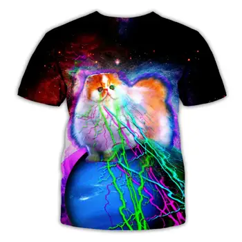 PLstar Vesmíru Pizza cat T-shirt Muži Ženy Zvířat 3D T Shirt vtipné Oblečení Letní Krátké Rukávy Prodyšné Tričko Plus Velikosti