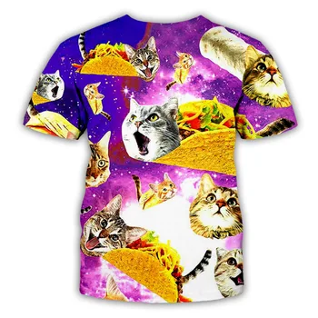PLstar Vesmíru Pizza cat T-shirt Muži Ženy Zvířat 3D T Shirt vtipné Oblečení Letní Krátké Rukávy Prodyšné Tričko Plus Velikosti