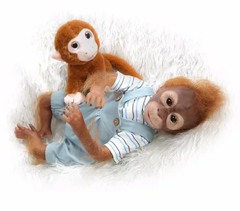 Opice panenku reborn baby 20inch 52cm měkké látkové tělo silikonové panenky Macaco boneca jako skutečné Opice pro děti dárek, hračky