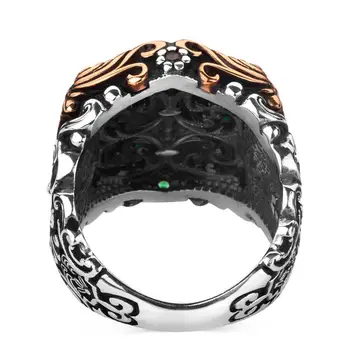 Green Diamond ve Tvaru Sterling Silver Ring pro Muže, Zelená Přírodní Drahokam Zirkon, Vintage Snubní Prsten, Prsten, Dárek pro něj