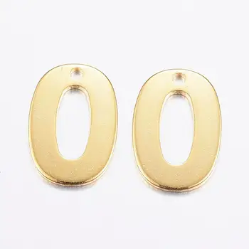 100ks 304 z Nerezové Oceli Zlaté Číslo Přívěsky pro Výrobu Šperků, Velikost: o 11x7x0.8mm, Otvor: 1mm