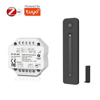 TUYA Zigbee LED Stmívač Řadič 110V 220V 230V AC Triac Stmívače Spínač 2.4 G RF Dálkové Echo Plus Hlasové Ovládání pro led lampa