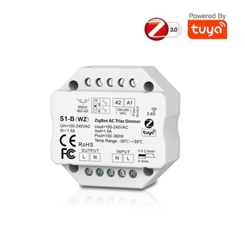 TUYA Zigbee LED Stmívač Řadič 110V 220V 230V AC Triac Stmívače Spínač 2.4 G RF Dálkové Echo Plus Hlasové Ovládání pro led lampa