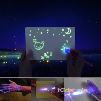 Světlo Magic Rýsovacím Prkně Děti, Hračky Kreslení V Tmavě Skicák Rady S Světlo-Zábavné Fluorescenční Pero, Děti, Vzdělávací Hračky