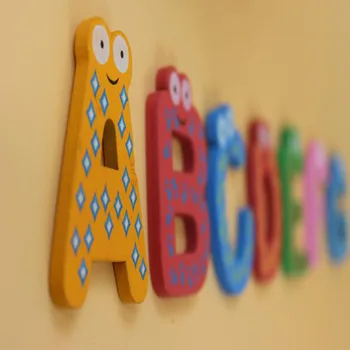 26 anglické Abecedy Samolepky na Zeď 3D Dřevěné Písmeno Lednička Nálepka pro Děti, Ložnice DIY Domácí Dekorace Doplňky