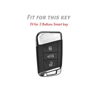 Zinkové Slitiny Kožené Auto Klíč Případě Vzdálené Klíče Kryt Shell Fob Pro Volkswagen VW 2016 2017 Passat B8 Škoda Octavia A7 Auto Příslušenství