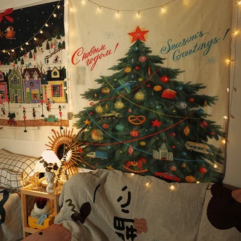 Vánoční Pozadí Tkaniny Gobelín Zdi Visí Obývací Pokoj Ložnice Dekorace Scény Tkaniny S vánoční LED Noční Visí