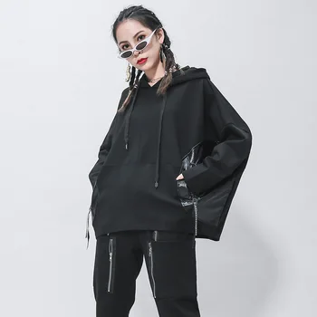 Tmavě Batwing Rukáv Ženy Mikiny Harajuku Mikina Streetwear Trend Top Podzimní Zimní Černé Ženy Oblečení 2020 Jaře Nové