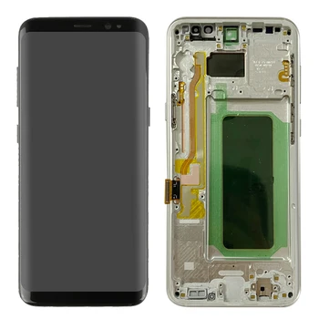 SUPER AMOLED S8 LCD S Rámečkem Pro Samsung Galaxy S8 G950 G950F Displeji S8 Plus G955 F955F Dotykové Obrazovky Shromáždění S Černou Tečkou