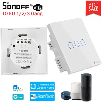 Sonoff T0 EU Smarthome WiFi Switch AC100-240V Smart Home Vypínač Dálkového Ovládání App Také Alexa Amazon Google Domov Hlas
