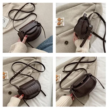 Kámen vzor PU Kůže Mini Sattel Tašky Pro Ženy, pro rok 2020 Nové Ženy Rameno Messenger Crossbody Bag Lady Rtěnky Mince Kabelku