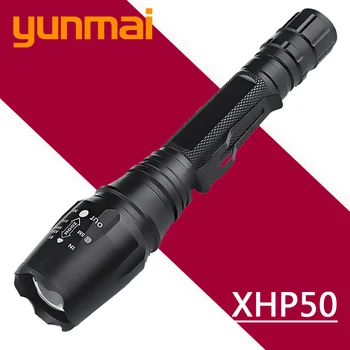 YUNMAI LED Taktická Svítilna Pochodeň Žárovky XHP50 V5 CREE XM-L2 U3 Lodí z ruské Lovecké Zoomovatelný Vodotěsné Nastavitelné 15W