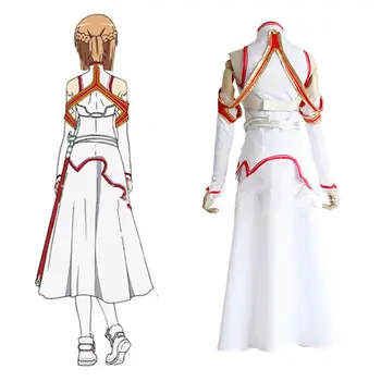 Anime Sword Art Online Asuna Yuuki Šaty Cosplay Kostýmy Uniformy pro Halloween SAO Asuna Bitva Oblek, Oblečení, Kompletní Sada s Parukou