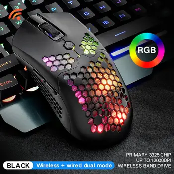 X2 12000DPI Bezdrátové/Drátové Dual Mode 7-Dutý Klíč RGB Notebook, PC, Herní Myš Duální Režim RGB Světlo Nastavitelné DPI Herní Myš