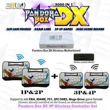 Nová Pandora Box DX 4P Bezdrátový Ovladač Konzole Set 3000 v 1 3P 4P arkádová hra Může ukládat herní Vysoké skóre záznam 3D tekken